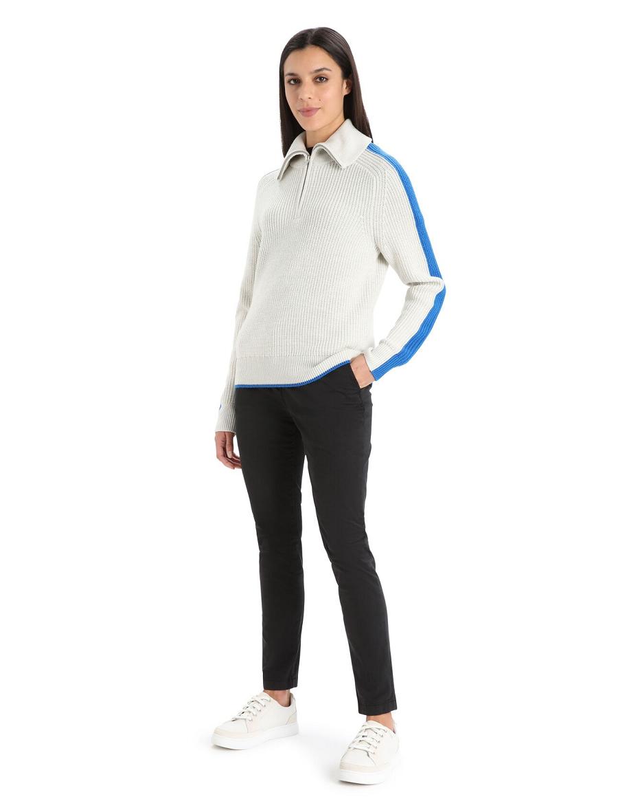 Swetry Icebreaker Merino Lodge Long Sleeve Half Zip Damskie Białe Niebieskie | PL 1325JPQJ